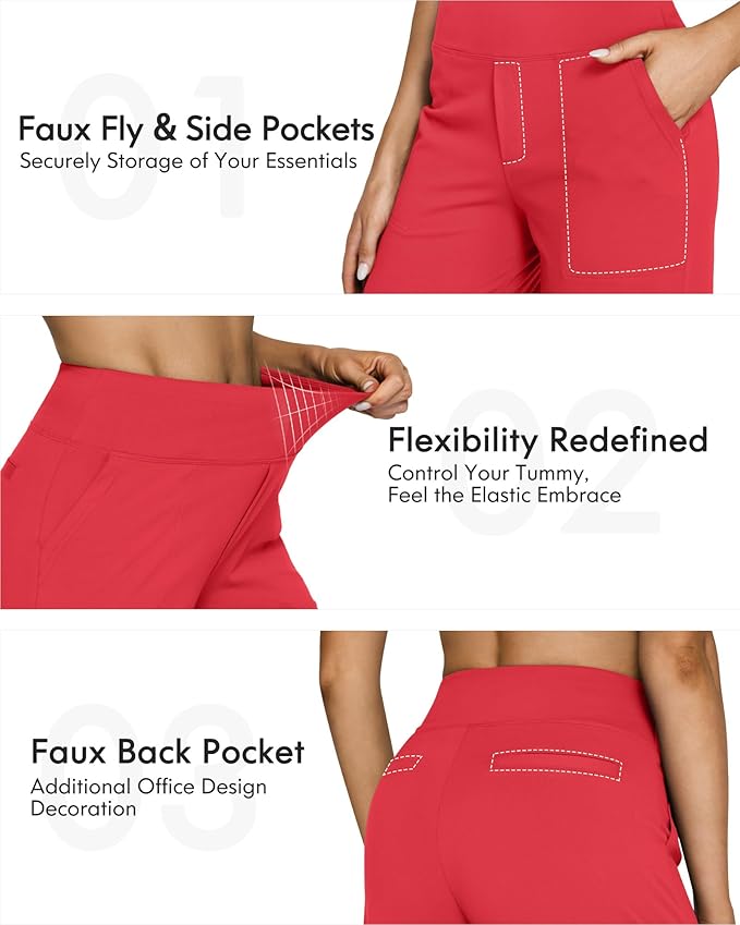 G4Free Yoga Pants Women Wide Leg Pants with Pockets High Waist Stretch Dress Casual Sweatpants Petite/Regular/Tall