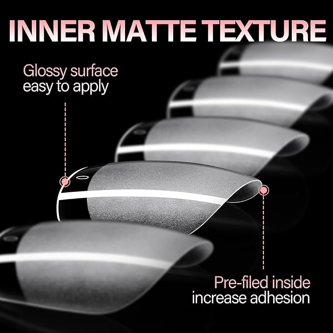 AILLSA Extra Short Square Nail Tips - 240pcs Thickened Pre-filed False Nail Tips Half Matte Nails Tips, Fake Nails for Gift