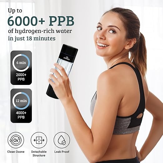 Hydrogen Water Bottle Generator | Up to 6000+ PPB Molecular Hydrogen, Alkaline Water Pitcher | OLED Display, Rechargeable, Portable, High-Pressure Safe Design