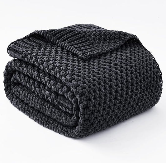 Topcee Knitted Weighted Blanket - 50"x60" 10lbs Cooling Chunky Knit Heavy Blanket for Adults Cable Yarn Knit Decorative No Beads Soft, Cozy and Cooling Weighted Throw Blankets Machine Washable