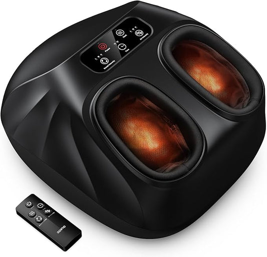 RENPHO Foot Massager Machine with Heat [2025 Upgraded], Shiatsu Foot Massager for Plantar Fasciitis, Birthday Gifts for Women, Wireless Control, Up to Size 14, BK