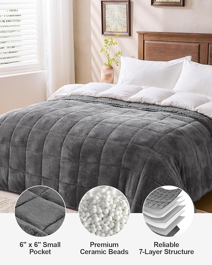 Super Fuzzy Soft Sherpa Fleece Weighted Blanket, 12 lbs Dual Sided Fluffy Heavy Weighted Blankets for Adults - No Bunching with Double Layers of Soft Inner Lining (48"x 72", 12 Pounds)
