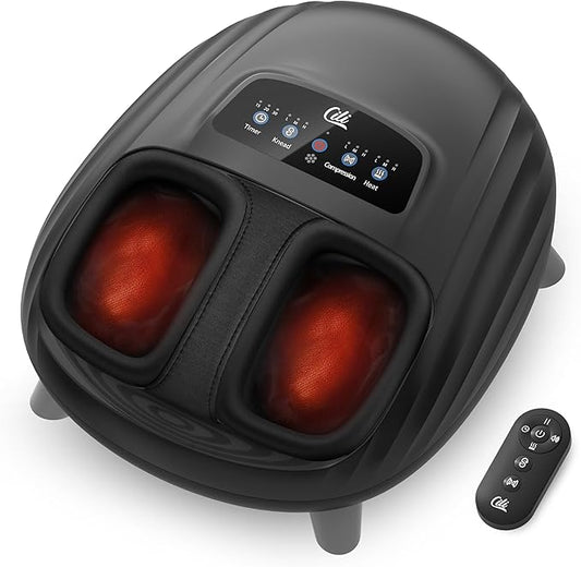 CILI Foot Massager with Heat, Shiatsu Foot Massage Machine for Plantar Fasciitis Neuropathy, 3 Sole & Instep Heating Levels, 3 Intensity Adjustable, Up to Size 14, Gifts for Him Her