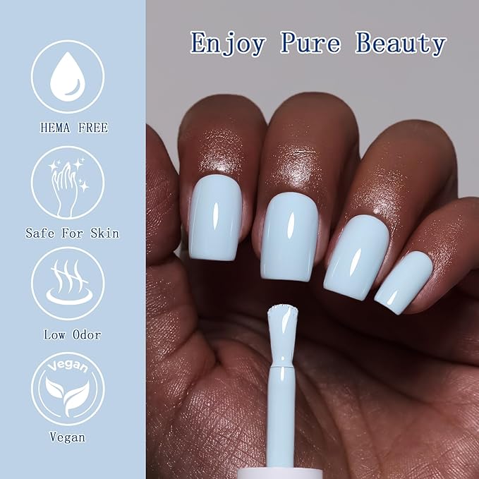 10ml Hema Free Gel Nail Polish Set, 6 Colors Gel Polish Kit Nude Gray Navy Blue Manicure Gift for Women for Salon and Art DIY