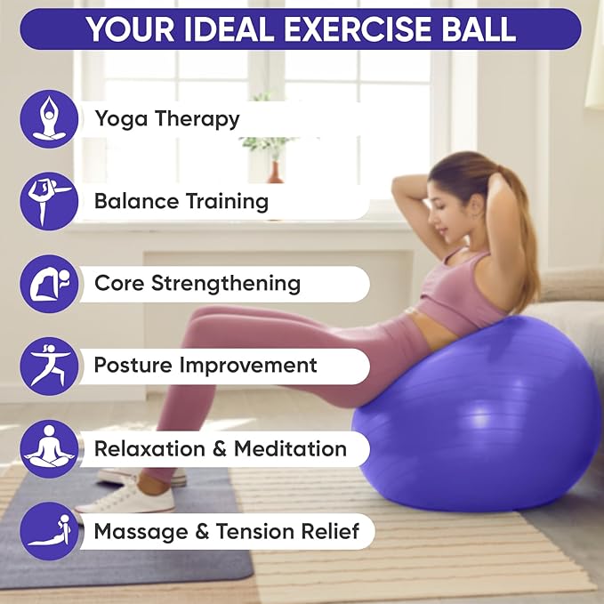 APEXUP Yoga Ball Exercise Ball Anti Slip Heavy Duty for Fitness, Balance & Core Workout