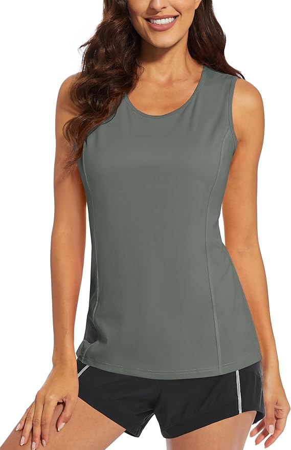MAGCOMSEN Women's Sleeveless Workout Shirts UPF 80+ Dry Fit Running Wicking Tank Tops Athletic Gym Summer