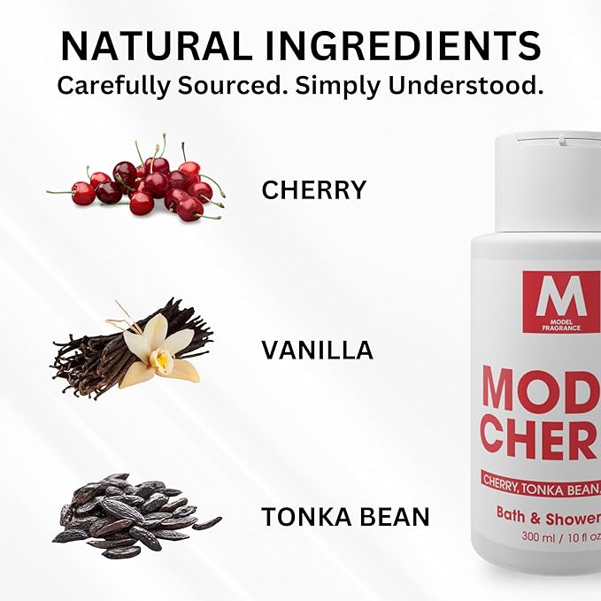 Model Cherry Gourmand Body Gel | Cherry, Tonka Bean, and Vanilla Scented | Hydrating, Nourishing, and Refreshing Shower Gel | Scented Spa Products | Premium Body Cream for Clean, Soft Skin