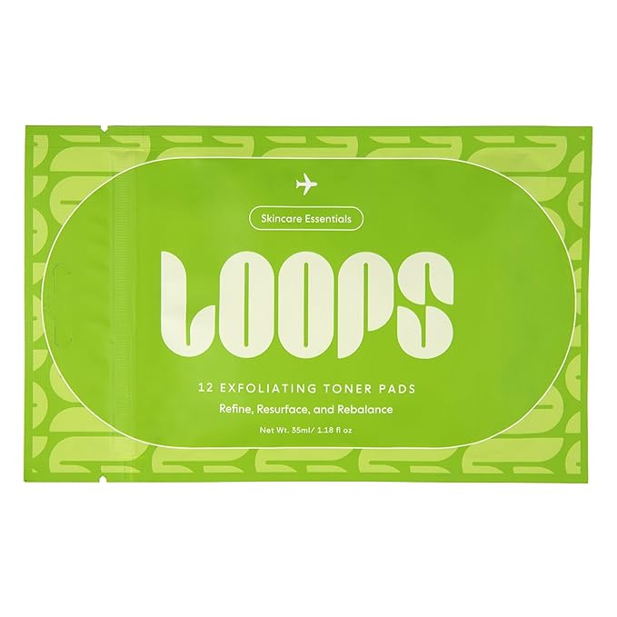 LOOPS Exfoliating Toner Korean Skincare - Refine, Resurface, and Rebalance Skin - Pre-Soaked Bamboo Pad - Vegan, Natural, Biodegradable Toner Pads for Face