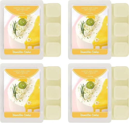SCENTORINI Wax Melts, Vanilla Cake Fragrance Wax Cubes, 4-Pack, Long-Lasting Scented Wax Melts for Wax Warmer
