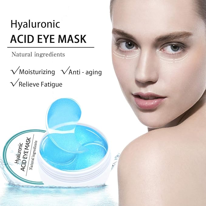 Under Eye Patches, Hyaluronic Acid Eye Mask Moisturizing, 60PCS Gel Eye Masks Pads With Collagen Eye Treatment for Reducing Dark Circles, Wrinkles Anti-Aging, Fine Lines Eye Bags Puffiness Women Men