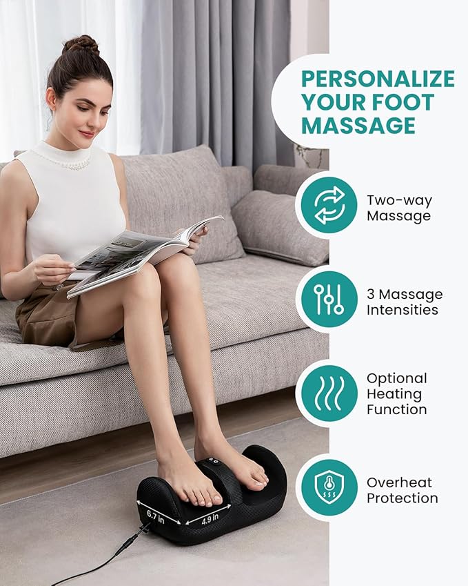Nekteck Foot Massager with Heat & Foot Roller, Shiatsu Calf Leg Massager for Circulation and Neuropathy Pain Relief for Feet Care Home Office Gadgets Relaxing Massage Tools for Women Men Mom Dad