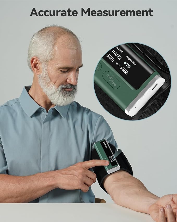 Checkme Blood Pressure Monitor for Home Use - Upper Arm Cuff, Bluetooth BP Machine, Accurate Readings in 30 sec, App Enabled for iOS & Android, Stores 50 BP Readings, Green
