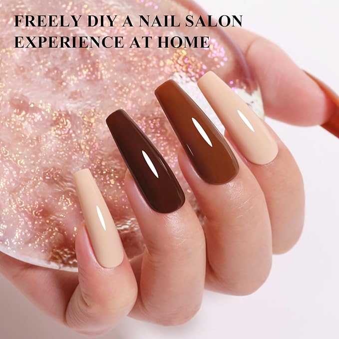 10ml Hema Free Fall Gel Nail Polish Set 6 Colors Beige Brown Taupe Gel Polish Kit Soak Off Nail Art Salon Home DIY Gift for Women