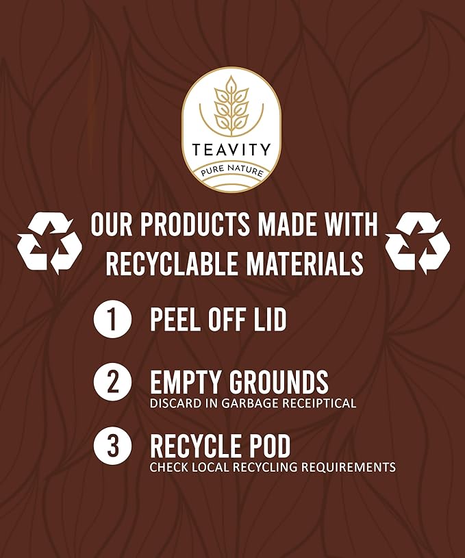 Organic Ginger Tea Pods for Keurig with Unsweet Black Tea for K Cup Brewing - Ginger Black Tea by Teavity (12 Tea Pods)