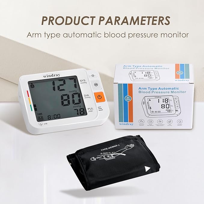 Automatic Upper Arm Blood Pressure Monitor with a Large-Screen Display,Digital Upper Arm Bp Machine for Home Use with Adjustable XL Cuff 8.66-16.54″, Users 120 Sets Memory