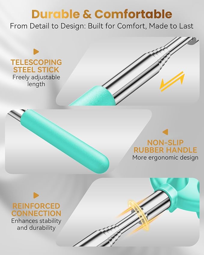 Telescoping Back Scratcher with 5 Detachable Heads, Gifts for Christmas, Stocking Stuffers for Men, Women, Him, Her, Dad, Funny White Elephant Gifts for Adults, Gift Box Included