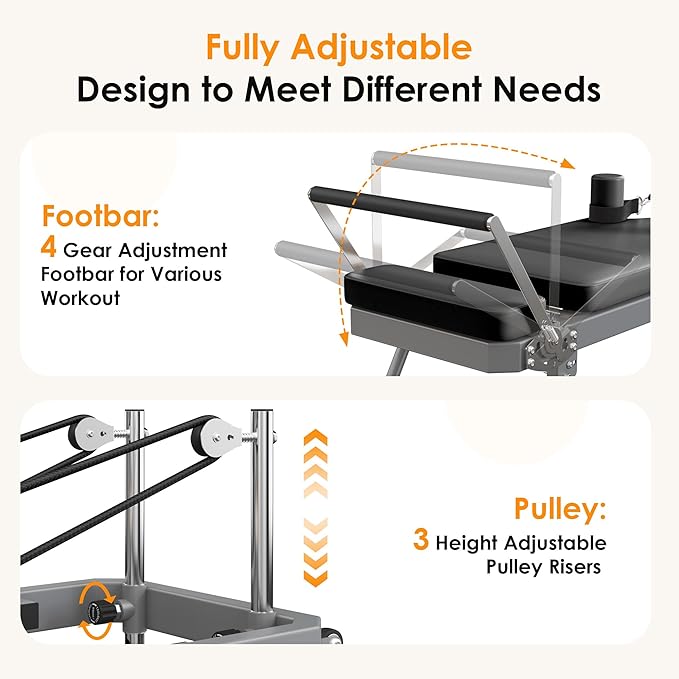 DlandHome Pilates Reformer, Foldable Pilates Reformer Machine with Springs & Resistance, Suitable for Advanced and Beginners Users Adjustable Pilates Equipment for Full-Body Home Workout Up to 330 lbs