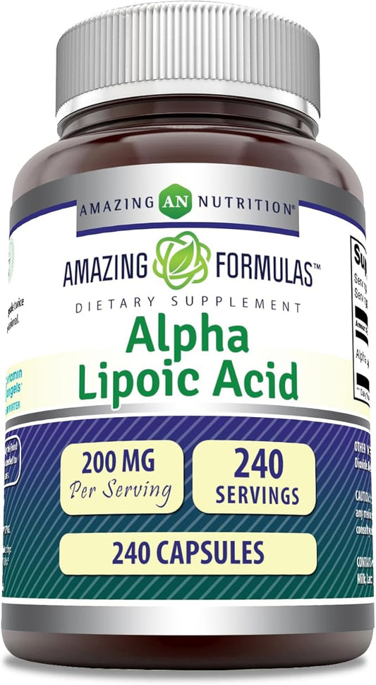 Amazing Formulas Alpha Lipoic Acid | 200 Mg Supplement | Capsules | Non-GMO | Gluten-Free | Made in USA (1 Pack, 240 Count)