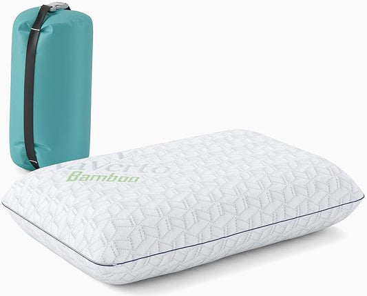 Vaverto Small Memory Foam Bed Pillow for Camping - Compressible Medium Firm, Breathable Cover, Machine Washable, Ideal Backpacking