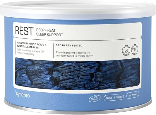 Synchro - Rest Sleep Supplements, Relaxing Sleep Aids for Adults, Powdered Magnesium Supplement for Deep Sleep Support, Nighttime Drink Sleep Supplement, Sweet Lemon Flavor, 210 Grams