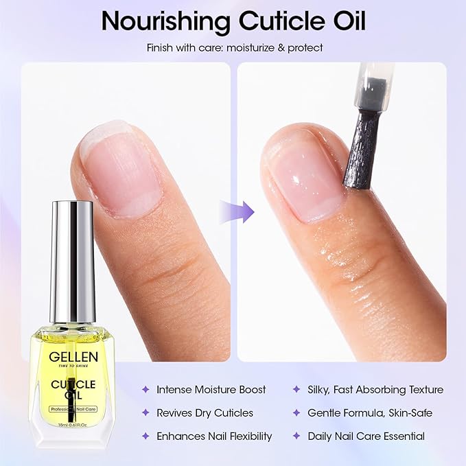 Gellen Gel Nail Polish Remover Kit, Gel Polish Remover for Nails, with Cuticle Oil & Peelable Liquid Latex for Nails, Fast Nail Gel Removal in 2-5 Minutes, No Need Foil, No Soaking or Wrapping