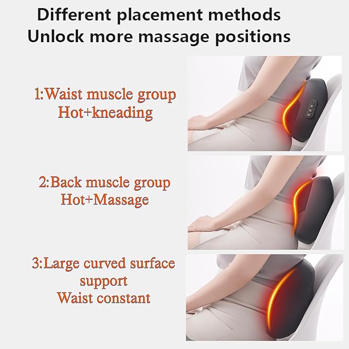 Shiatsu Back Massager with Heat Cordless Heated Neck and Shoulder Massager Double Sided Heating Pillow for Waist and Abdomen 3D Kneading Massage Pillow for Neck Lower Legs
