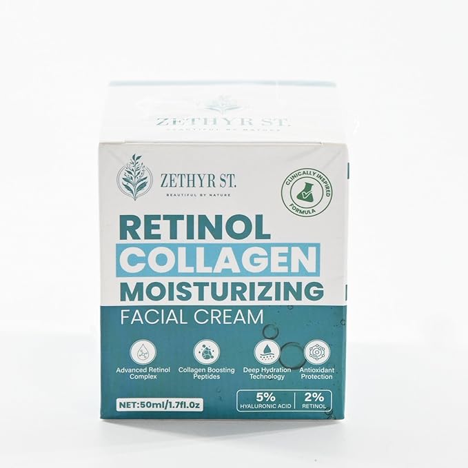 Collagen Retinol Face Moisturizer - Anti Aging Retinol Cream for Skin, Hydrating Moisturizer Face Cream for Wrinkle Reduction & Firmness - Suitable for All Skin Types