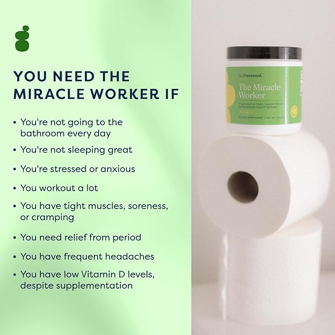 The Miracle Worker Magnesium Glycinate Powder for Sleep - Chelated Magnesium Drink Powder Supplement Helps Reduce Stress & Regularity While Easing Muscle Cramps with Strawberry Flavor - 30 Servings
