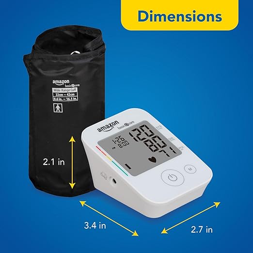 Amazon Basic Care Blood Pressure Monitor, Wide Range Arm Cuff with Intelligent Inflation Technology, Large (Previously Healthwise)