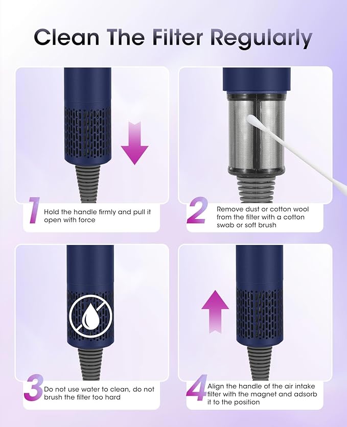 Hair Dryer,110000 RPM High-Speed Brushless Motor for Fast Drying with HD Digital Display Low Noise Compact Hair Blow Dryer for Curly Hair for Home Travel Salon #201Purple Blue