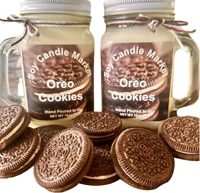 Soy Scented Candles | Handmade & Highly Aromatic Candles Burns Upto 85 Hours in Glass Jar - Perfect for Home Decor, Wedding, Birthday, Dinner (Oreo Cookies, 12 oz)