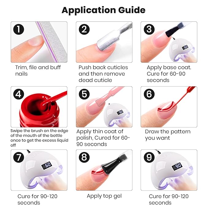 RARJSM Gel Liner Nail Art Kit - 24 Bright Shades, Pink, Green, Blue, Gold Glitter - Soak Off, Curing Need - 5ml Dispensers