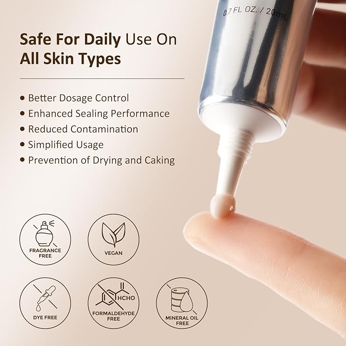 Caffeine Eye Cream with Niacinamide, Hyaluronic Acid, Vitamin E & Peptides - Under Eye Serum for Puffiness and Dark Circles, 0.7 Fl Oz (Pack of 1)