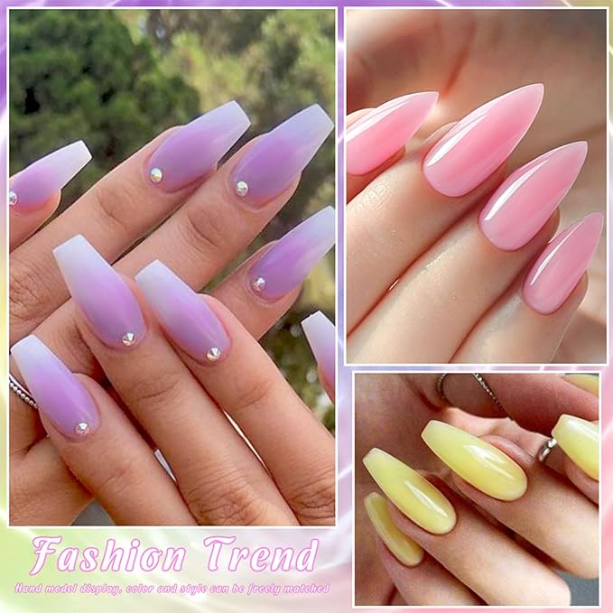 MTSSII Purple Grape Jelly Gel Nail Polish Set, 8 Transparent Colors Sheer Pastel Pink Violet Lavender Yellow Nail Polish Soak Off U v LED Gel Nail Kit Diy Nail Art Manicure at Home Gift for Women