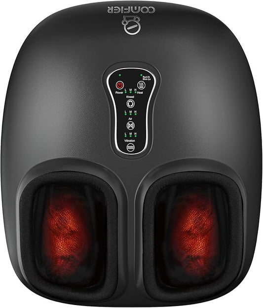 COMFIER Shiatsu Foot Massager with Heat, Vibration,Rolling Compression Feet Massager Machine for Plantar Fasciitis,Neuropathy Pain,Gifts for Her,Him Fits Size up to 13“ Multiple Modes