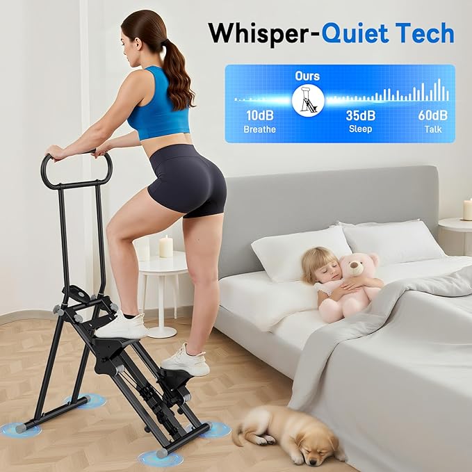 ERGOLIFE Stair Stepper with 3-Level Adjustable Resistance, 350lbs Upgrade Foldable Stairmaster Machine for Home Gym Workout, Cardio Stair Climber with Low Noise