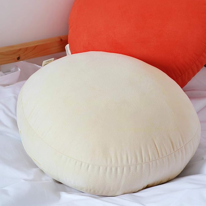 Round Throw Pillows Down-like Polyester Filling Super Soft Pillow Ultra Fluffy Feather-like Touching Home Decor Circle Round Floor Pillow for Couch Bed Sofa, 1 Piece (18x18 Inches, Beige)