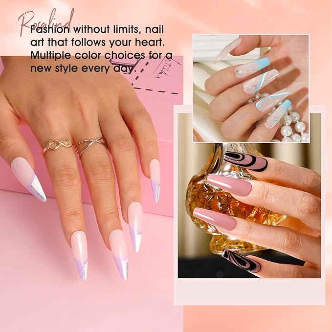 ROSALIND Jelly Gel Nail Polish Set, 12 Colors Jelly Nude Gel Polish Set Pink Milky White Nail Polish Gels Neutral Transparent Sheer Gels Nail Gifts for Women