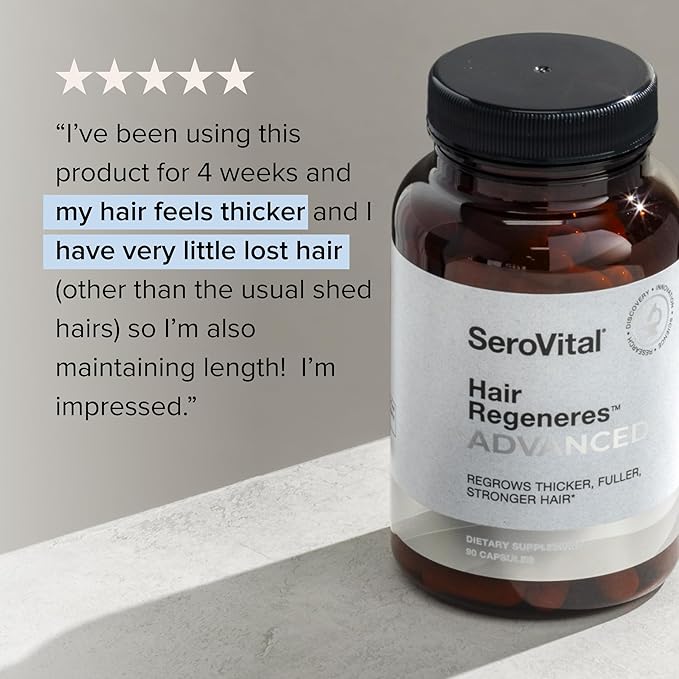 Hair Regeneres Advanced - Reduces Hair Shedding & Breakage - Promote Scalp Health - Stress-Related Hair Loss – Ashwagandha and Marine Collagen, 90 Ct