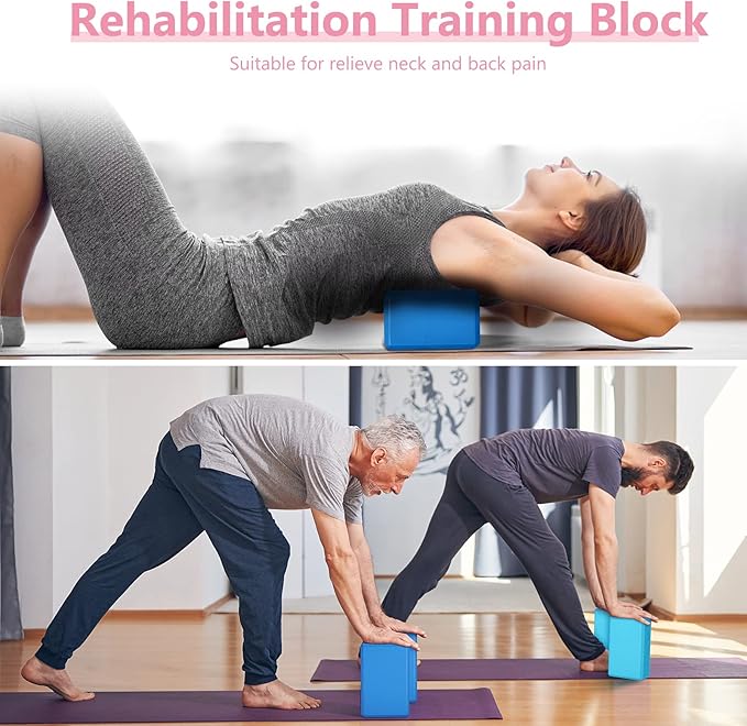 Wettarn 12 Pcs Yoga Blocks Bulk 9 x 6 x 4 Inch EVA Foam Supportive Yoga Brick Lightweight Soft Non Slip Gymnastic Blocks Yoga Pilates Accessories for Girls Women Beginners, Stretching and Meditation