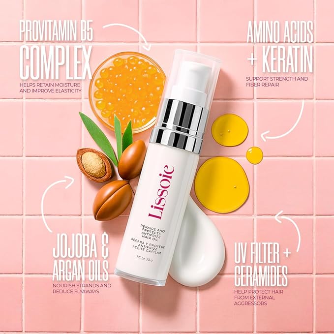 Weightless Shine Hair Serum Oil 1 fl oz – Squalane, Avocado & Argan – 48-Hr Hydration, Frizz Tamer, Heat + UV Shield up to 450 °F – Non-Greasy, Paraben & Cruelty-Free Pump Dispenser