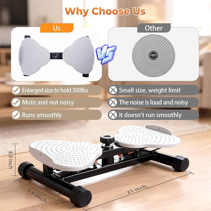 Ab Twister Board,300 lbs Capacity,Slim Waist and Core Ab Exercise,Foot Massage Design,Noiseless Home Gym Exercise