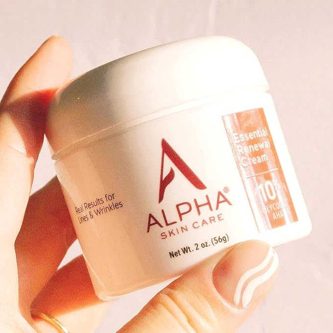 Alpha Skin Care Essential Renewal Cream, 10% Glycolic AHA, Anti-Aging Formula, Reduces Lines & Wrinkles, Hydroxy Acid Exfoliates for Smoother Skin, Normal, Sensitive or Dry Skin, 2 Oz, Pack of 3