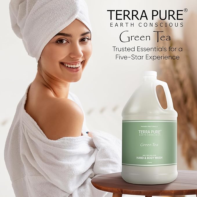Terra Pure Hotel Hand & Body Wash Soap | Four Gallons | Designed to Refill Soap Dispensers (Set of 4)