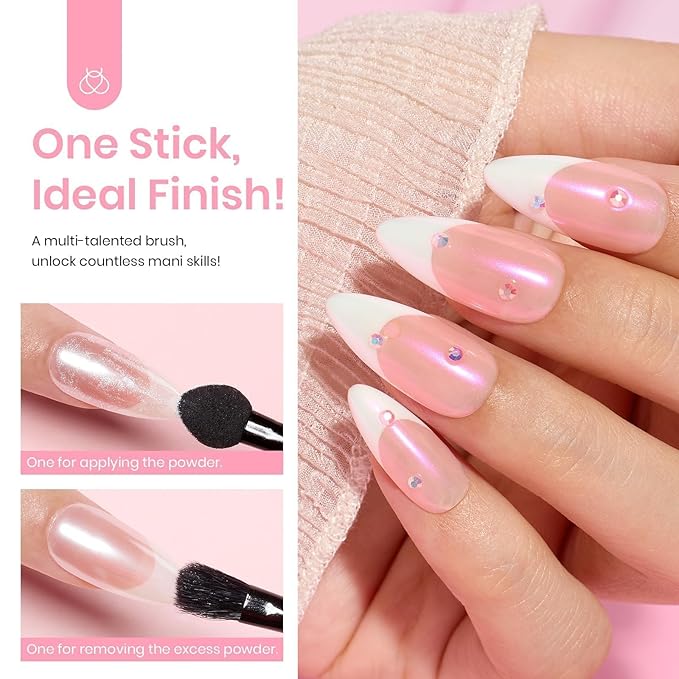 beetles Gel Polish Glitter Chrome Nail Powder for Gel Nail,Mermaid Premium Salon Nail Glitter Mirror Pearl Effect Manicure Kit for Nail Art Design, 1g for Girls 2024 Nail Trend DIY