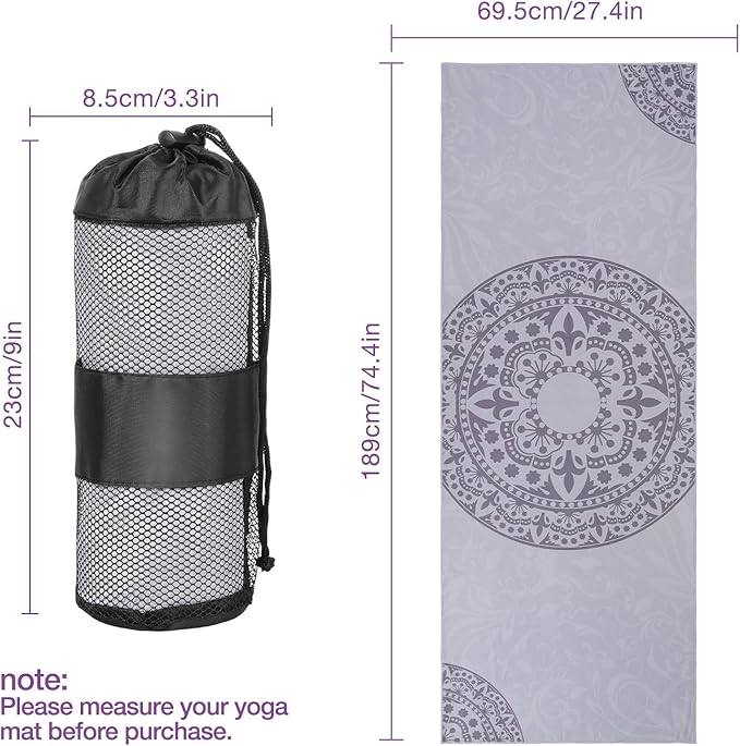 MoKo Yoga Towel, Non Slip Hot Yoga Blanket Printing Pattern Quick Dry with Corner Pocket for Bikram, Pilates, Gym Workout, Outdoor Picnic