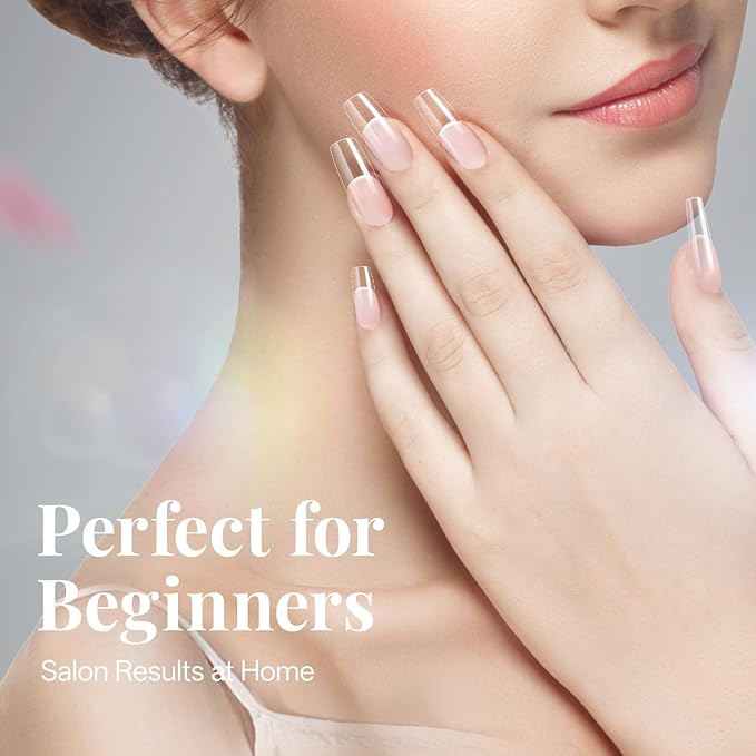 krofaue Nail Tips Lady French Style Acrylic Artificial Half Cover False Nail Tips with Box Ideal for Salons and Home DIY Manicure,10 Sizes,1000PCS (Natural and Clear)