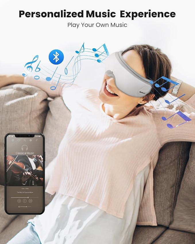 Nekteck Eye Massager with Heat, Birthday Gifts Bluetooth Eye Mask Massage for Migraine Relief, Heated Smart Migraine Massager to Reduce Strain, Dry Eyes, Sleep Relaxation, Christmas Gift for Her Him