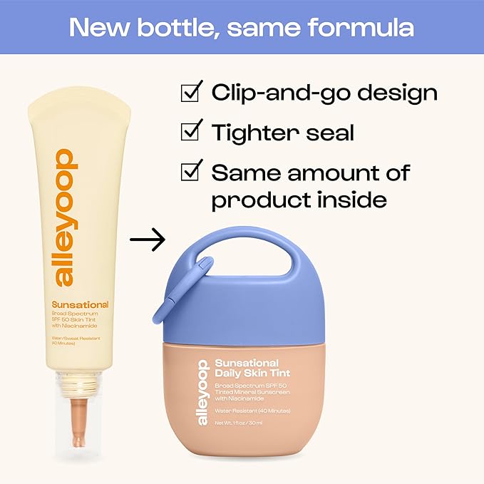 Alleyoop Sunsational Tinted Moisturizer SPF 50 for Face Broad Spectrum – 100% Mineral Face Sunscreen with Jojoba, Hydrating & Soothing Tinted Sunscreen, Vegan & Cruelty-Free (Shine)