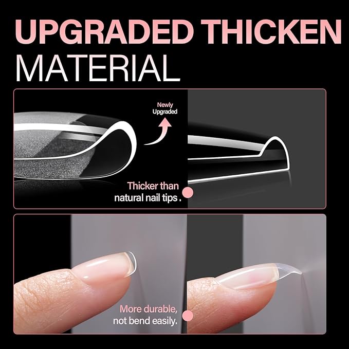 AILLSA Short Square Nail Tips, Fake Thickened Half Matte Nails Tips, Pre-shaped Press on False Nail Tip for Nail Salon 240PCS 15 Sizes with Storage Box